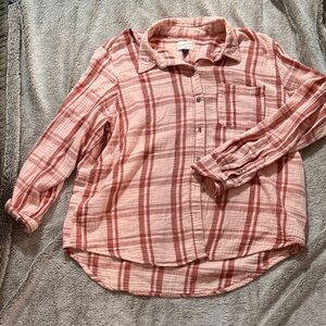 Universal Thread Men's Casual Pink Plaid Shirt
